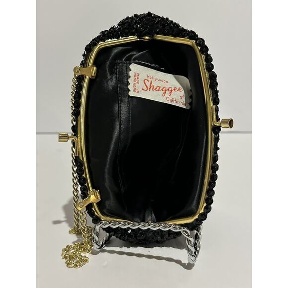 Vintage Shaggee of California Black Beaded Chain Evening Clutch Cocktail Formal - Picture 7 of 9